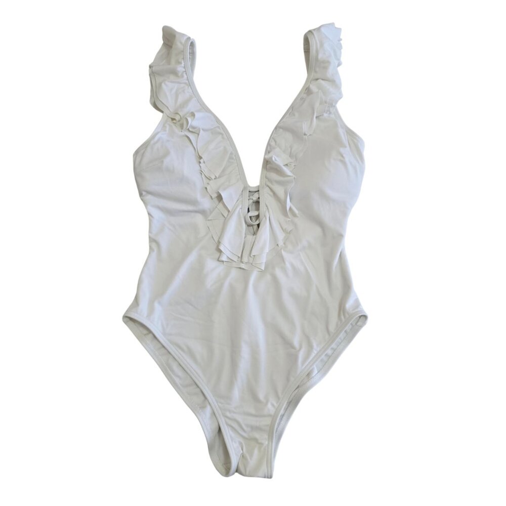 Michael Michael Kors Solid White Ruffle One Piece… - image 3